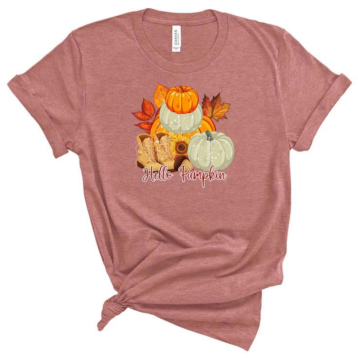 Hello Pumpkin Favorite Fall Season Women's Short Sleeve T-shirt Unisex Crewneck Soft Tee