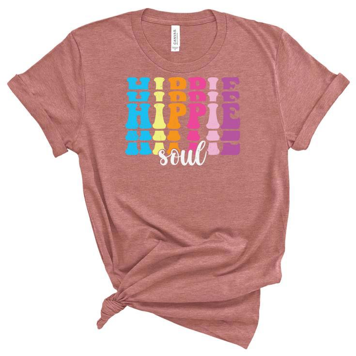 Hippie Awesome Color Hippie Soul Design Women's Short Sleeve T-shirt Unisex Crewneck Soft Tee