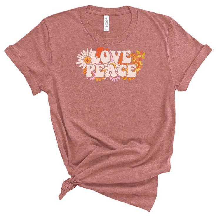 Hippie Flower Colorful Love Peace Design Women's Short Sleeve T-shirt Unisex Crewneck Soft Tee