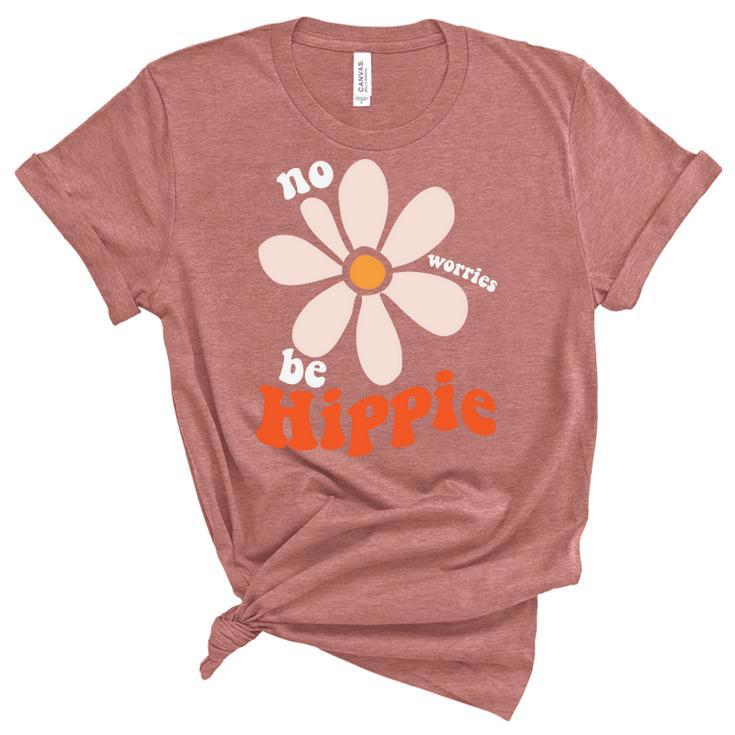 Hippie No Worries Be Hippie Cute Design Women's Short Sleeve T-shirt Unisex Crewneck Soft Tee