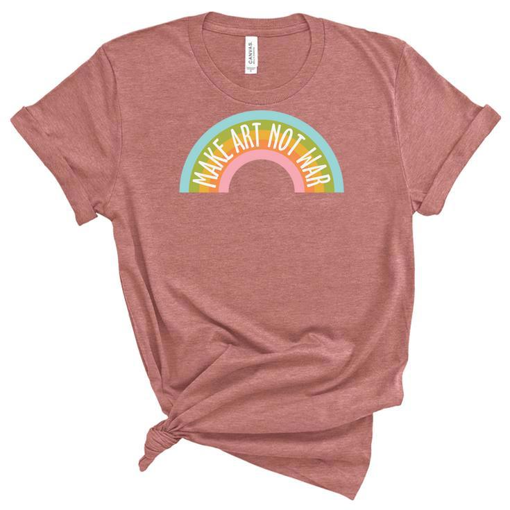 Hippie Rainbow Make Art Not War Custom Women's Short Sleeve T-shirt Unisex Crewneck Soft Tee