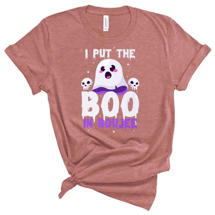I Put The Boo In Boujee Cute Ghost Halloween Unisex Crewneck Soft Tee