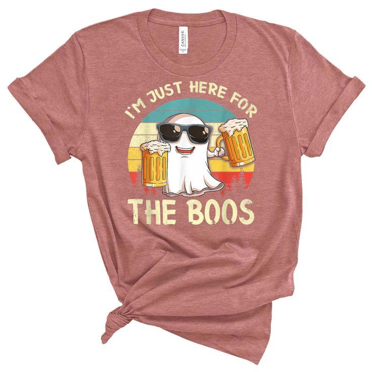Im Just Here For The Boos Funny Halloween Beer Lovers Drink  Women's Short Sleeve T-shirt Unisex Crewneck Soft Tee