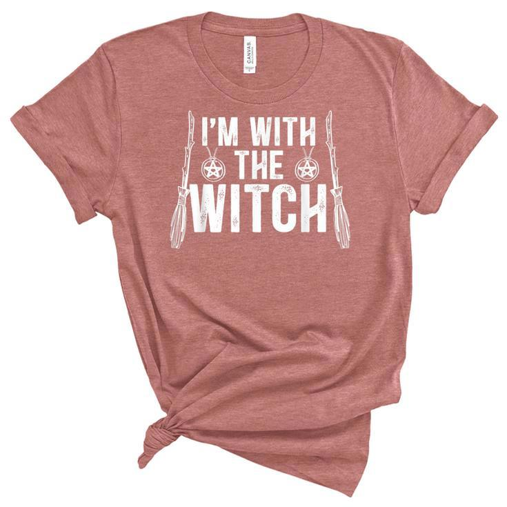 Im With The Witch For A Couples Halloween Witches  Unisex Crewneck Soft Tee
