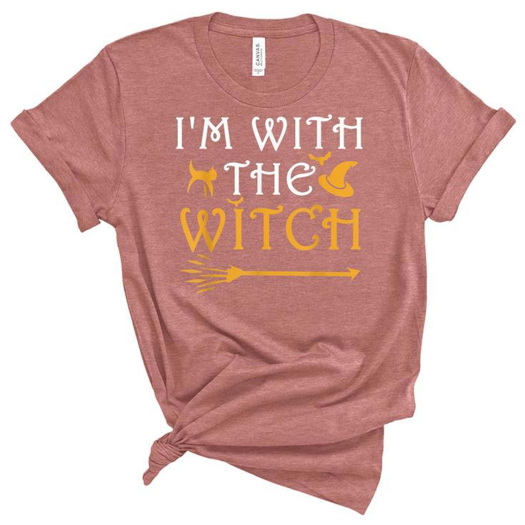 Im With The Witch  Funny Halloween Costume Couples  Unisex Crewneck Soft Tee