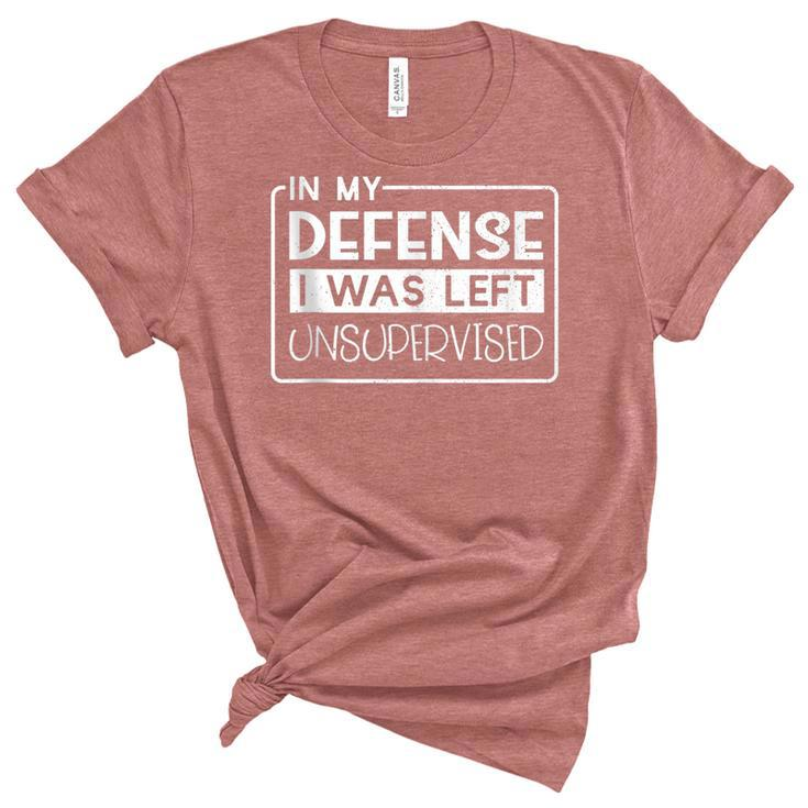 In My Defense I Was Left Unsupervised Funny Retro Vintage  Women's Short Sleeve T-shirt Unisex Crewneck Soft Tee