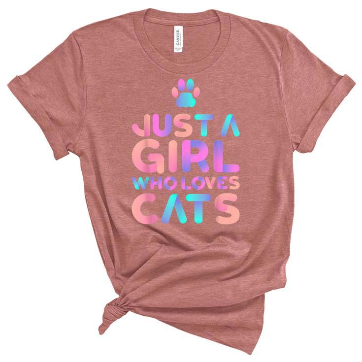 Just A Girl Who Loves Cats Cute Cat Lover  Unisex Crewneck Soft Tee