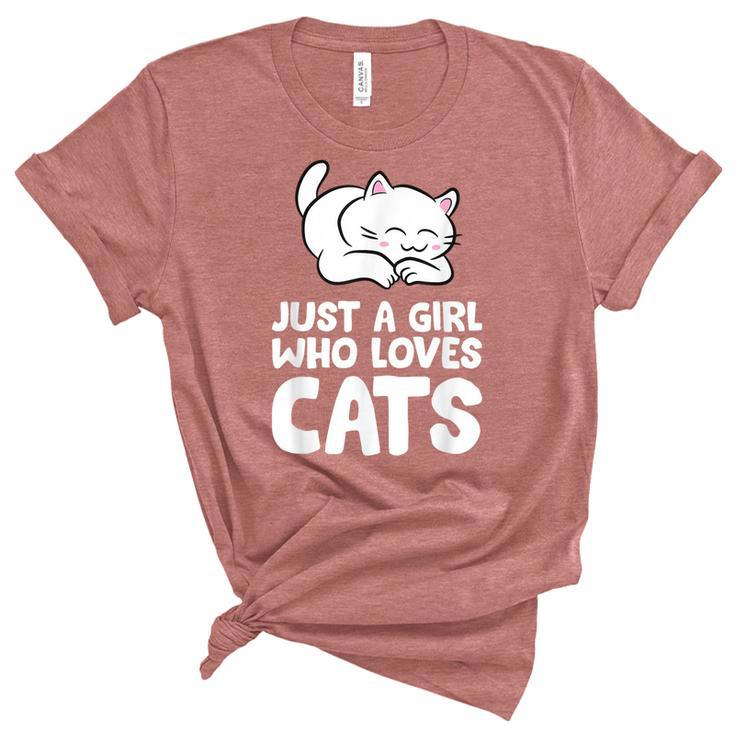 Just A Girl Who Loves Cats  Unisex Crewneck Soft Tee