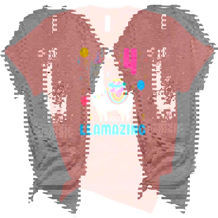 Kids 4Th Birthday I Am 4 Years Old And Llamazing Llama Girl Ns Women's Short Sleeve T-shirt Unisex Crewneck Soft Tee Kids 4Th Birthday I Am 4 Years Old And Llamazing Llama Girl Ns Women's Short Sleeve T-shirt Unisex Crewneck Soft Tee