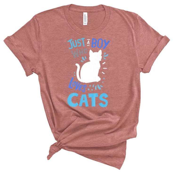 Kids Cat Just A Boy Who Loves Cats Gift For Cat Lovers   Unisex Crewneck Soft Tee