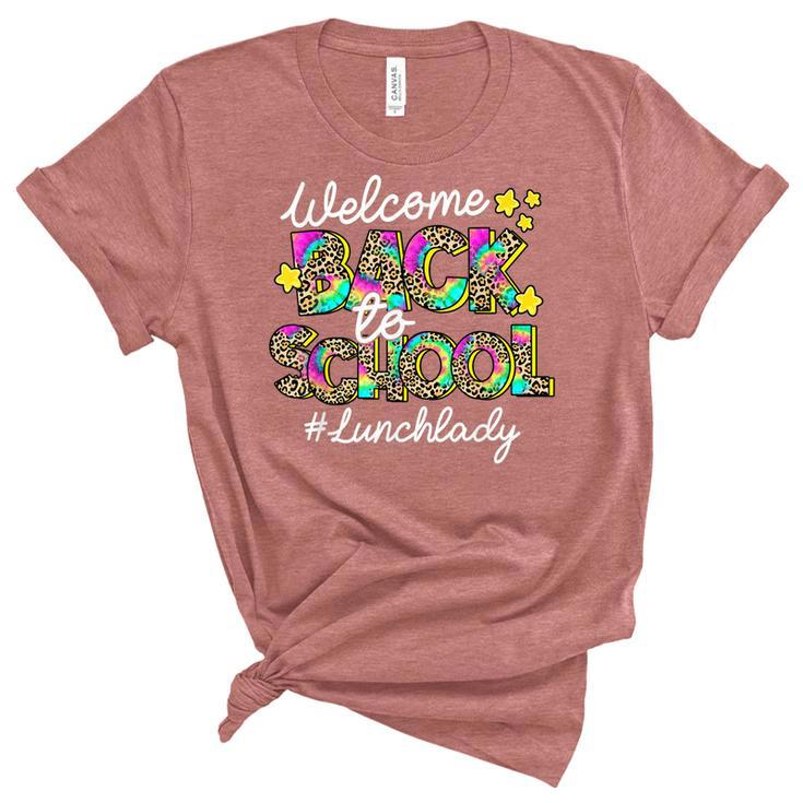 Leopard Welcome Back To School Lunch Lady Life  Unisex Crewneck Soft Tee