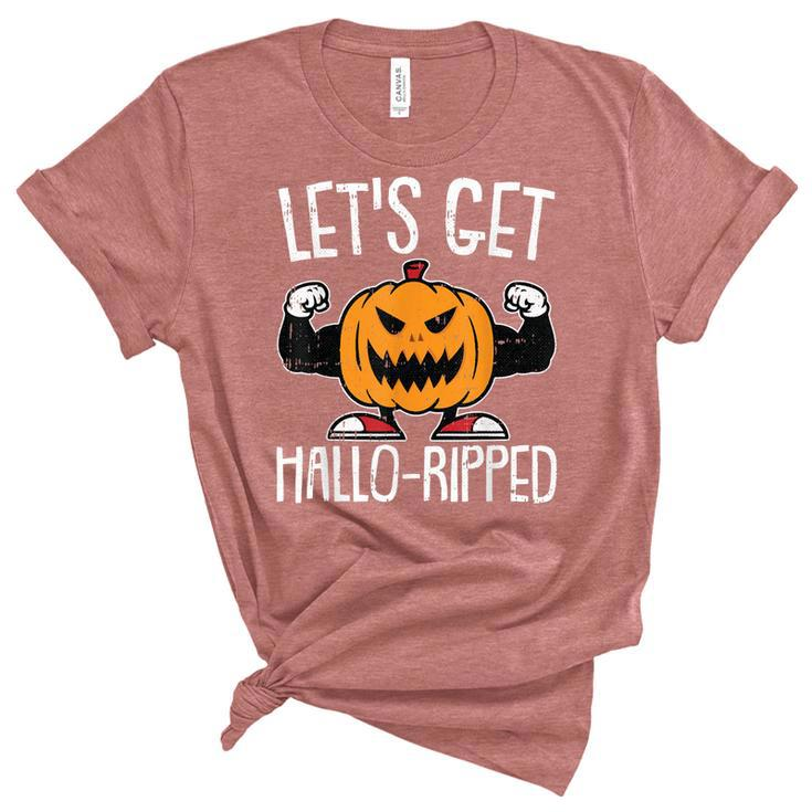 Lets Get Hallo-Ripped Lazy Halloween Costume Gym Workout  Women's Short Sleeve T-shirt Unisex Crewneck Soft Tee
