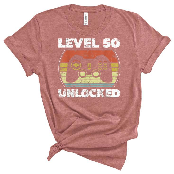Level 50 Unlocked Funny Video Gamer 50Th Birthday  Unisex Crewneck Soft Tee