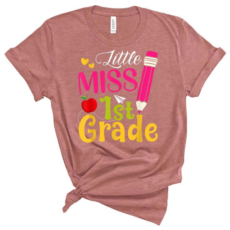 Little Miss 1St Grade Cute Back To School Hello First Grade  Women's Short Sleeve T-shirt Unisex Crewneck Soft Tee