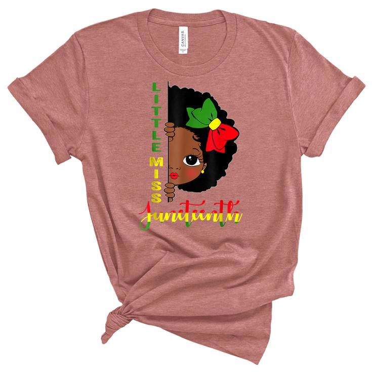 Little Miss Junenth Girl Toddler Black History Month  Women's Short Sleeve T-shirt Unisex Crewneck Soft Tee