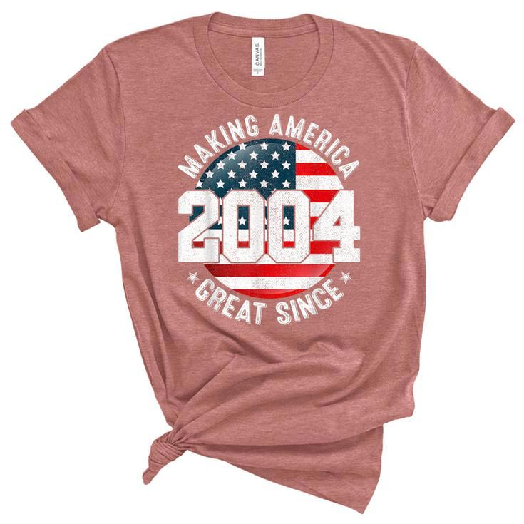 Making America Great Since 2004 Usa Flag Retro 18Th Birthday  Unisex Crewneck Soft Tee