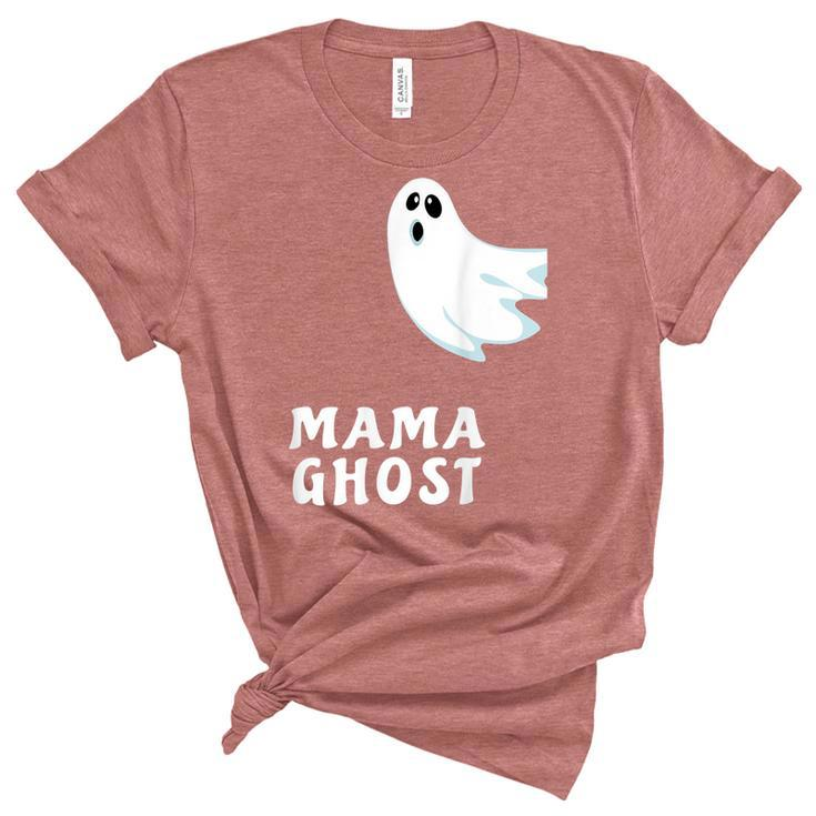 Mama Ghost Funny Spooky Halloween Ghost Halloween Mom  Unisex Crewneck Soft Tee