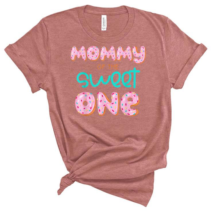 Mommy Of The Sweet One First Birthday Matching Family Donut  Unisex Crewneck Soft Tee