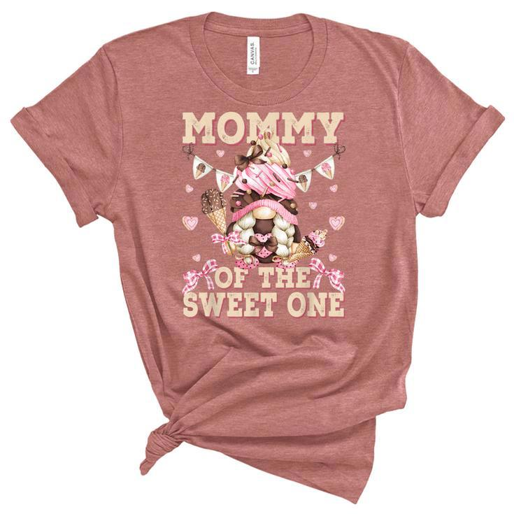 Mommy Of The Sweet One Ice Cream First Birthday Gnome Mom  Unisex Crewneck Soft Tee