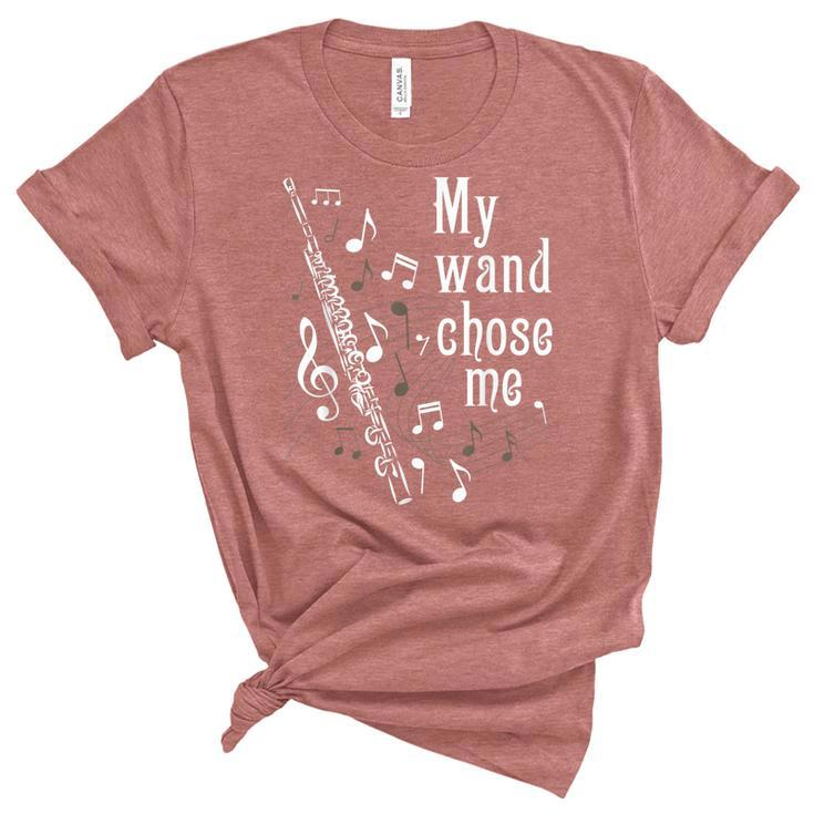 My Wand Chose Me - Flute Player Flutist Marching Band Music  Unisex Crewneck Soft Tee