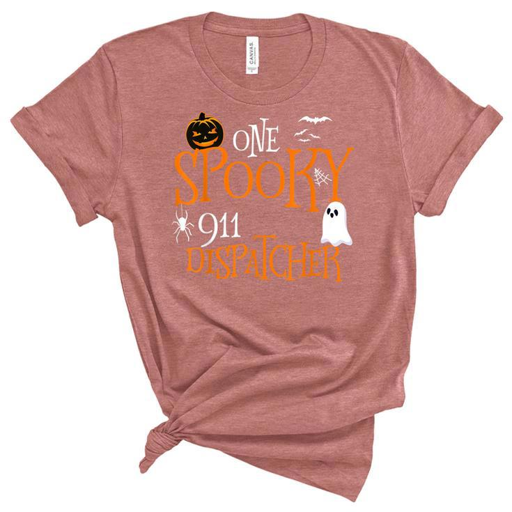 One Spooky 911 Dispatcher Halloween Funny Costume  Women's Short Sleeve T-shirt Unisex Crewneck Soft Tee