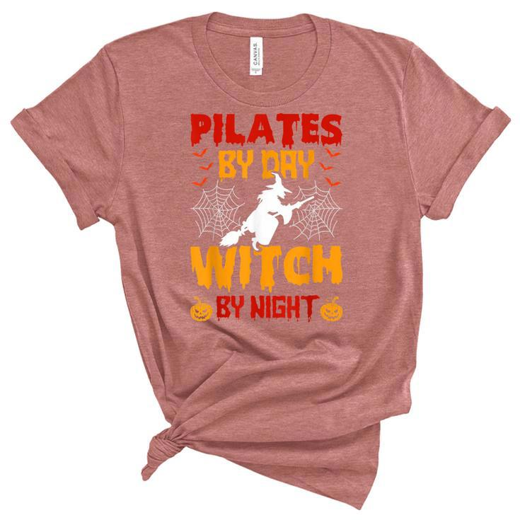 Pilates By Day Witch By Night Pilates Halloween  Unisex Crewneck Soft Tee