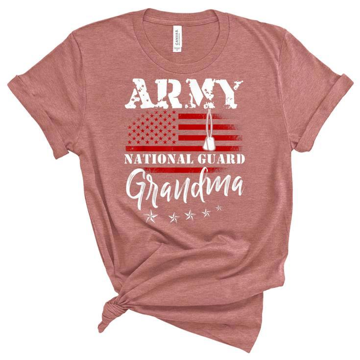 Proud Army National Guard Grandma Us Flag  Us Military  Unisex Crewneck Soft Tee