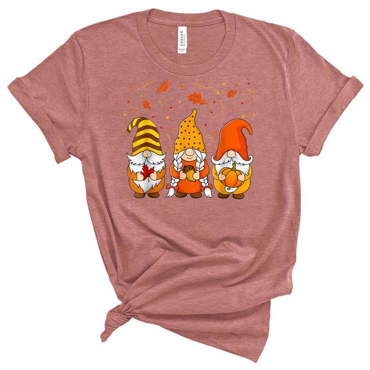 Pumpkin Gnomes Fall Autumn Cute Halloween Thanksgiving Gift  Women's Short Sleeve T-shirt Unisex Crewneck Soft Tee