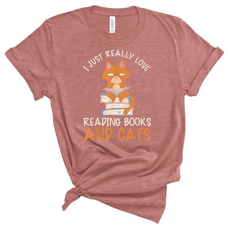 Reading Books And Cats Cat Book Lovers Reading Book  Unisex Crewneck Soft Tee