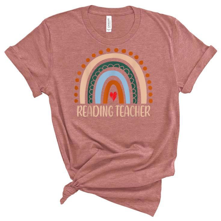 Reading Teacher Rainbow Appreciation Day Back To School  Women's Short Sleeve T-shirt Unisex Crewneck Soft Tee