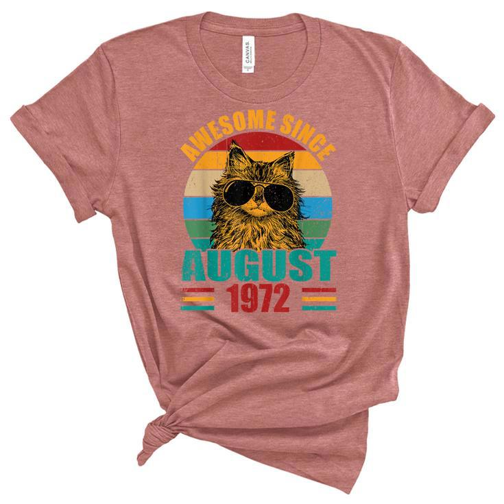 Retro Awesome Since August 1972 50Th Birthday 50 Years Old  Women's Short Sleeve T-shirt Unisex Crewneck Soft Tee
