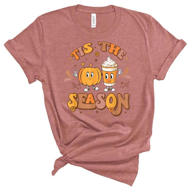 Retro Tis The Season Pumpkin Spice Fall Vibes Thanksgiving  Women's Short Sleeve T-shirt Unisex Crewneck Soft Tee