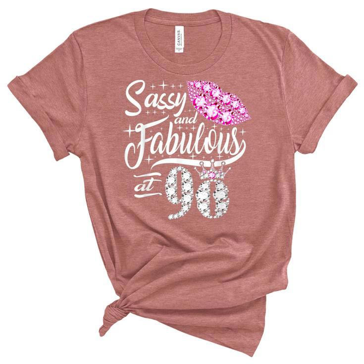 Sassy And Fabulous At 90 Years Old 90Th Birthday Crown Lips  Unisex Crewneck Soft Tee