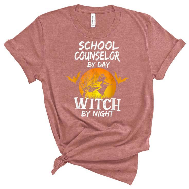 School Counselor By Day Witch By Night Halloween Counselor  Unisex Crewneck Soft Tee