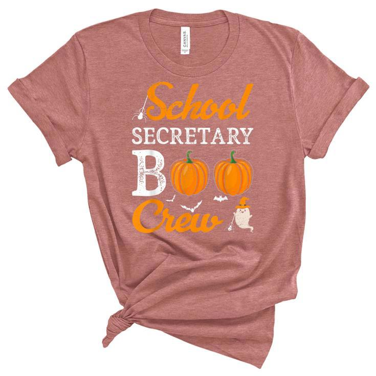 School Secretary Boo Crew Halloween School Office Squad  Unisex Crewneck Soft Tee