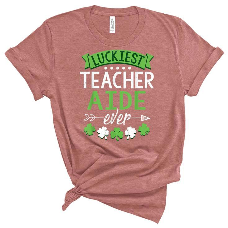 Shamrock One Lucky Teacher Aide St Patricks Day School  Women's Short Sleeve T-shirt Unisex Crewneck Soft Tee