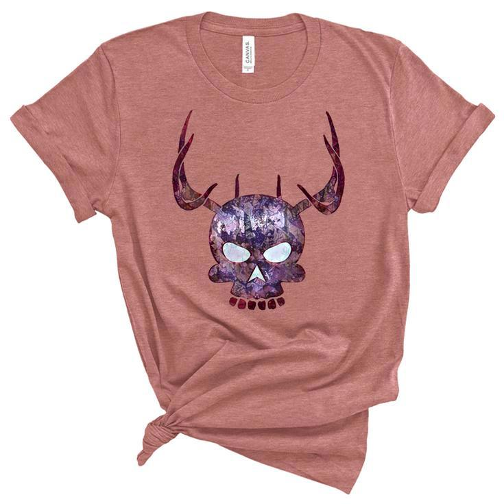 Skull Deer Antler Halloween Scary - Bone Design  Unisex Crewneck Soft Tee