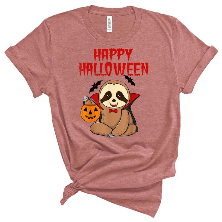 Sloth Halloween Vampire  Trick Or Treat Kids Parents Unisex Crewneck Soft Tee