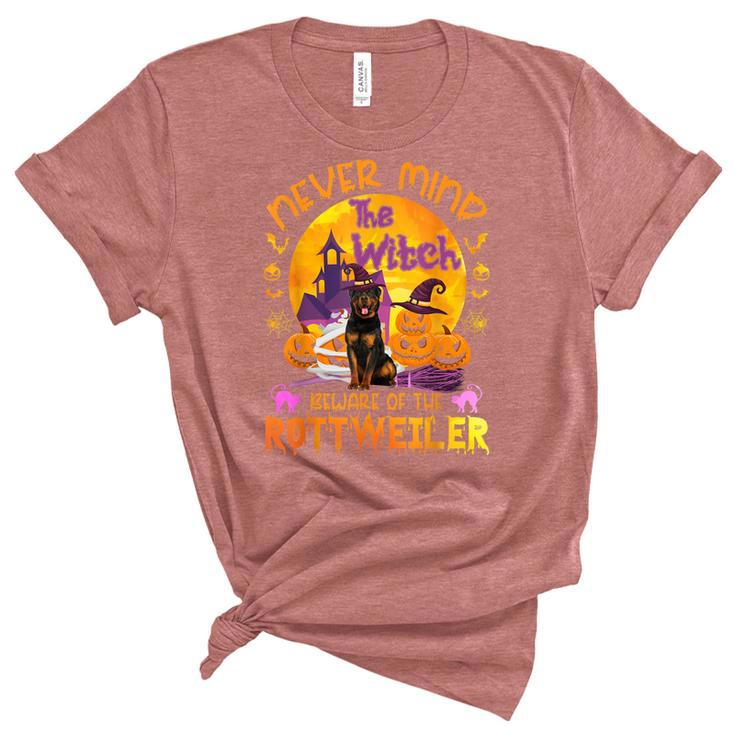 The Witch Beware Of The Rottweiler Halloween  Unisex Crewneck Soft Tee