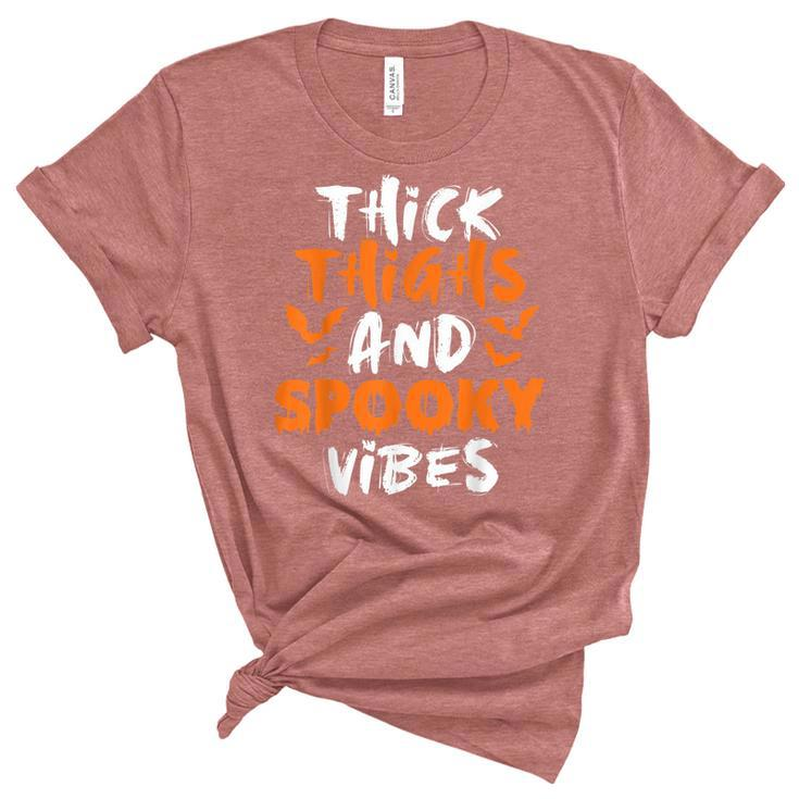  Thick Thighs And Spooky Vibes  Halloween Costume Ideas  Unisex Crewneck Soft Tee