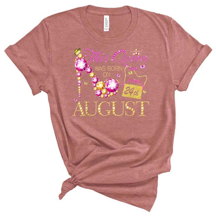 This Queen Was Born On August 24 24Th August Birthday Queen  Unisex Crewneck Soft Tee