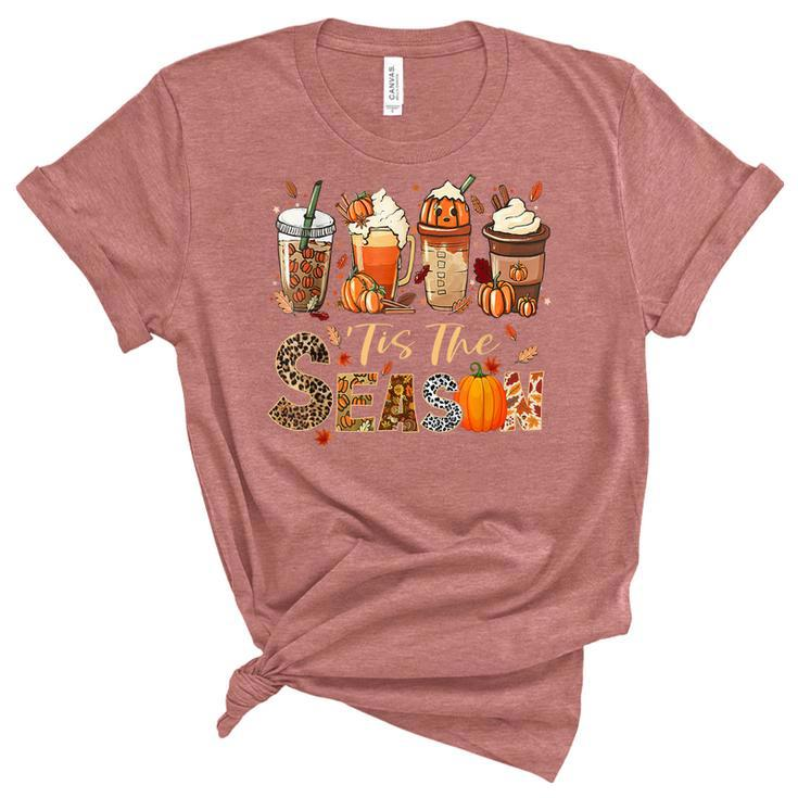Tis The Season Pumpkin Spice Coffee Fall Autumn Thanksgiving  Women's Short Sleeve T-shirt Unisex Crewneck Soft Tee