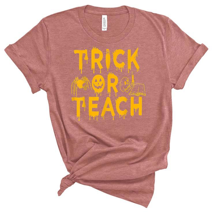 Trick Or Teach Funny Teacher Halloween Costume Gifts  Women's Short Sleeve T-shirt Unisex Crewneck Soft Tee