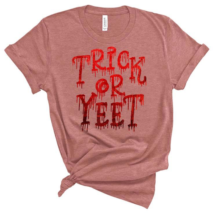 Trick Or Yeet - Blood Red Fun Halloween Costume Party Meme  Unisex Crewneck Soft Tee