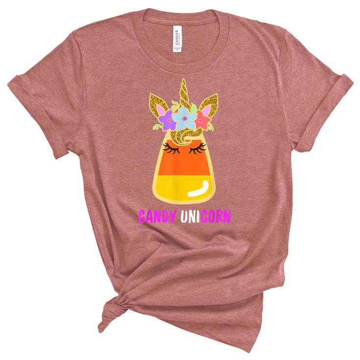 Unicorn Candy Corn Halloween Trick Or Treat Party Girl Gifts  Unisex Crewneck Soft Tee