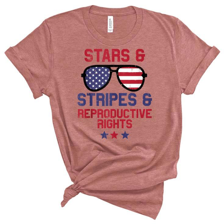 Us Flag Sunglass Stars Stripes Reproductive Rights Patriotic  Unisex Crewneck Soft Tee