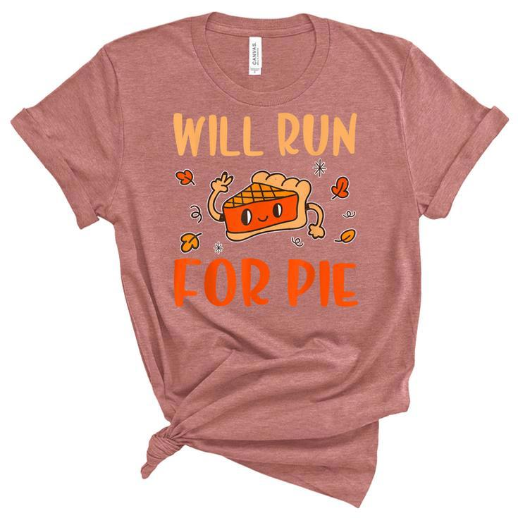 Will Run For Pie Pumpkin Funny Thanksgiving  Women's Short Sleeve T-shirt Unisex Crewneck Soft Tee