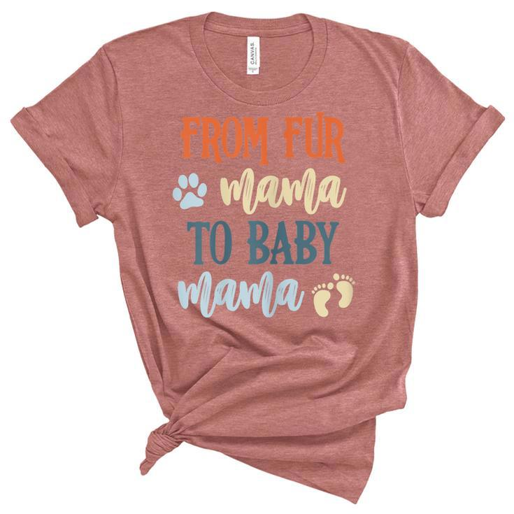 Womens From Fur Mama To Baby Mama Pregnant Cat Lover New Mom Mother  V2 Unisex Crewneck Soft Tee