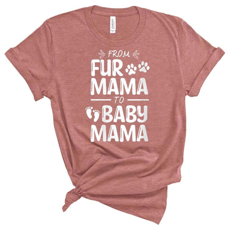 Womens From Fur Mama To Baby Mama Pregnant Cat Lover New Mom Mother  V3 Unisex Crewneck Soft Tee