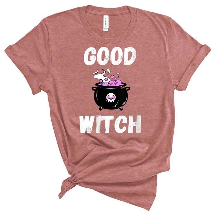 Womens Halloween Witch Good Bad Scary Witch Vibes Costume Basic  Unisex Crewneck Soft Tee